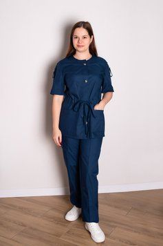 Костюм медицинский женский Сабріна (батист, синій, р.42-64) Мария Мария-0811-64 фото