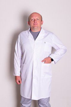 Халат медицинский мужской (коттон, белый, р.40-70) Марія-0915-70 фото