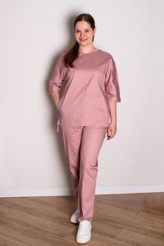 Костюм медицинский женский Злата (коттон, чайная роза, р.42-56) Мария Мария-0795-56 фото