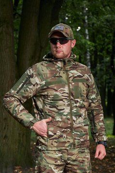 Тактична військова демісезонна Куртка Soft Shell на флісі Комбат. 46-56р (Мультикам) M-013-56 фото