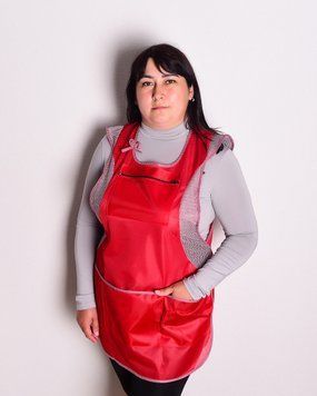 Фартук женский "Золушка" р.50-58 на завязках нейлоновый красный UNIFORM365-051 фото