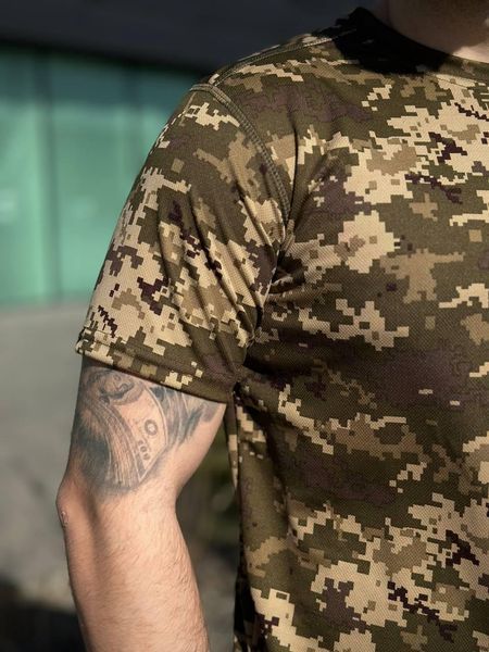 Тактическая военная летняя влагоотводящая футболка, 44-60р Coolmax Military Пиксель M-087-60 фото