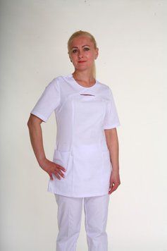 Медичний хірургічний жіночий білий костюм (коттон, 42-60, 3261) ХелсЛайф3261-60 фото