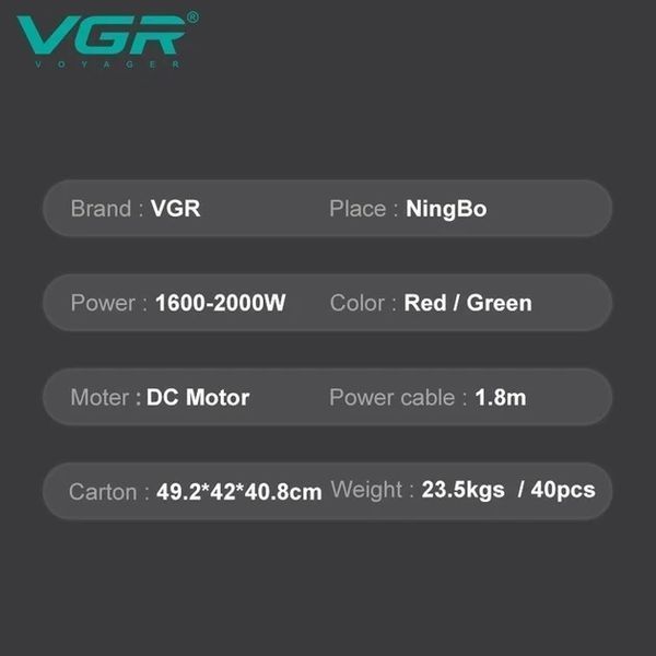 Дорожный фен для волос VGR V-426 GREEN 4420 фото