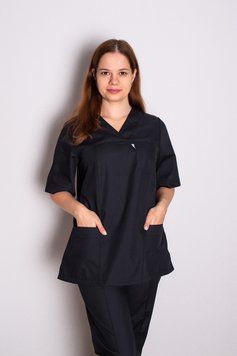 Костюм медицинский женский Аврора (батист, черный, р.42-64) Мария Мария-0726-64 фото