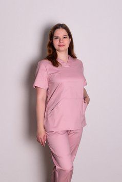 Костюм медичний жіночий Катерина (стрейч-катон, пудра, р. 44-64) Марія Марія-0923-64 фото