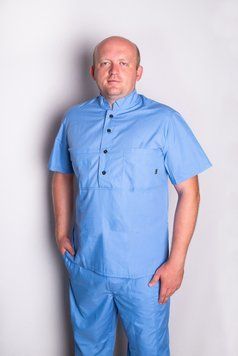 Костюм медицинский мужской Марик (батист, голубой, р.44-58) Мария Мария-0623-58 фото