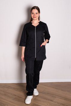 Костюм медицинский женский Марта (коттон, черный, р.42-56) Мария Мария-0790-56 фото