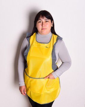 Фартук женский "Золушка" р.50-58 на завязках нейлоновый желтый UNIFORM365-056 фото
