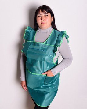 Фартух жіночий "Поні" р.58-60 на зав'язках нейлоновий зелений UNIFORM365-084-60 фото