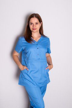 Костюм медицинский женский Божена (коттон, голубой, р.42-56) Мария Мария-0728-56 фото