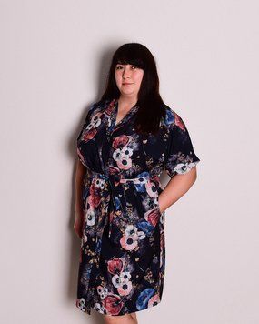 Комфортный женский халат на запах L-XXL, софт, синий Аліса-009-L фото