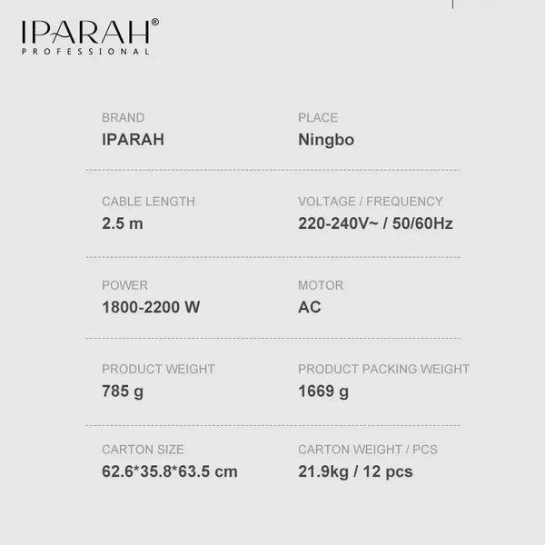 Професійний фен для волосся IPARAH P-350, 2200 Вт P-350 фото