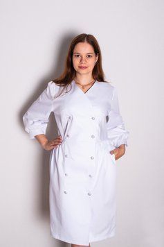 Халат медицинский женский Светлана (коттон, белый, р.42-50) Мария Мария-0760-50 фото