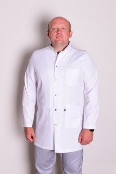 Халат медицинский мужской Ярослав (габардин, белый, р.42-56) Марія-0917-56 фото