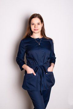 Костюм медицинский женский Пава (коттон, синій, р.44-64) Мария Мария-0687-64 фото