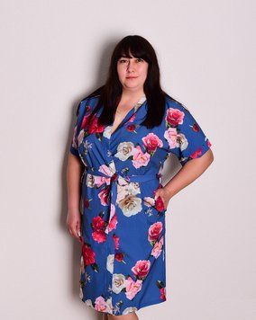 Комфортный женский халат на запах L-XXL, софт, голубой Аліса-014-XXL фото