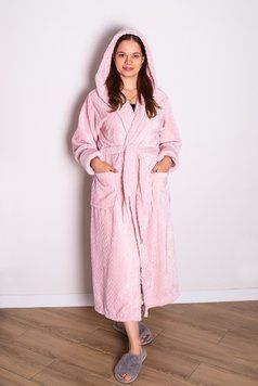 Халат женский махровый 100&trade; р.48-50 длинный бледно-розовый косынка ХМ-020-50 фото