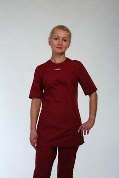 Медицинский костюм 22114 бордовый 42-66р. женский батист 42 ХелсЛайф22114-66 фото