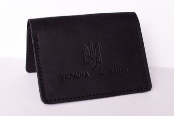 Обкладинка для паспорту ID формату шкіра Крейзі 91078 чорна 91078/1 фото