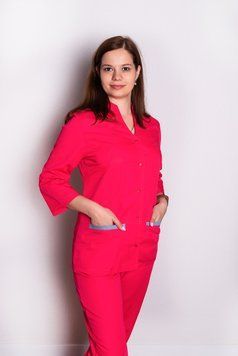 Костюм медичний жіночий Камілла (коттон, корал-сірий, р. 42-50) Марія Мария-0605-50 фото