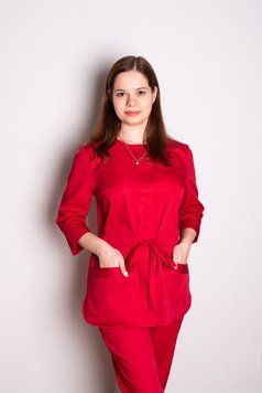 Костюм медицинский женский Пава (коттон, червоний, р.44-64) Мария Мария-0682-64 фото