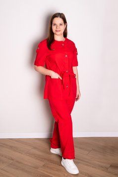 Костюм медицинский женский Сабріна (батист, червоний, р.42-64) Мария Мария-0813-64 фото