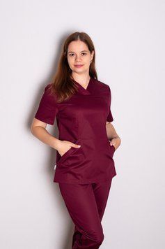 Костюм медицинский женский Екатерина (коттон, бордовый, р.44-64) Мария Мария-0862-64 фото