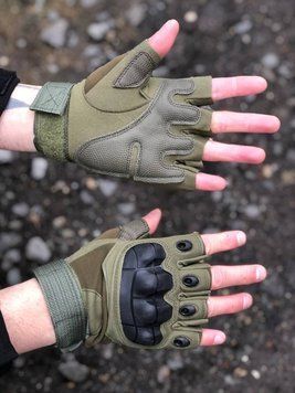 Рукавиці тактичні Combat беспалі, олива 2137417080 фото