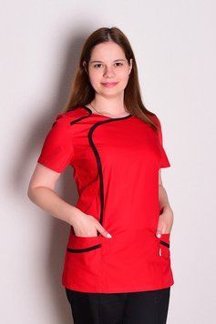 Куртка медицинская женская Одрі (батист, червоний з чорним, р.42-50) Мария Мария-0817-50 фото