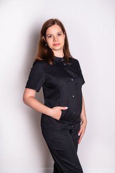 Костюм медичний жіночий Черрі (коттон, чорний, р.42-50) Марія Мария-0635-50 фото