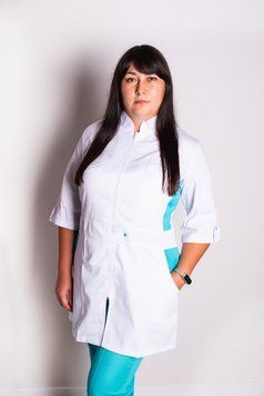 Костюм медицинский женский Леся (коттон, белый-яблоко, р.40-64) Мария Мария-0613-64 фото