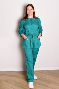 Костюм медицинский женский Пава (коттон, зеленый, р.44-64) Мария Марія-0865-64 фото