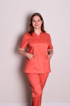 Костюм медичний жіночий Катерина (стрейч-катон, терракот, р. 44-64) Марія Марія-0924-64 фото
