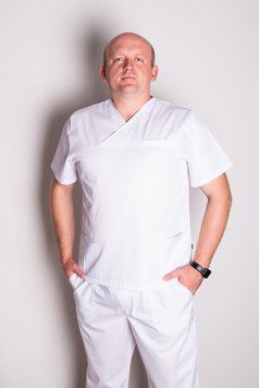 Костюм медицинский мужской Трамп (батист, белый, р.46-58) Мария Мария-0747-58 фото