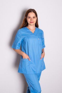 Костюм медицинский женский Аврора (батист, голубой, р.42-64) Мария Мария-0721-64 фото