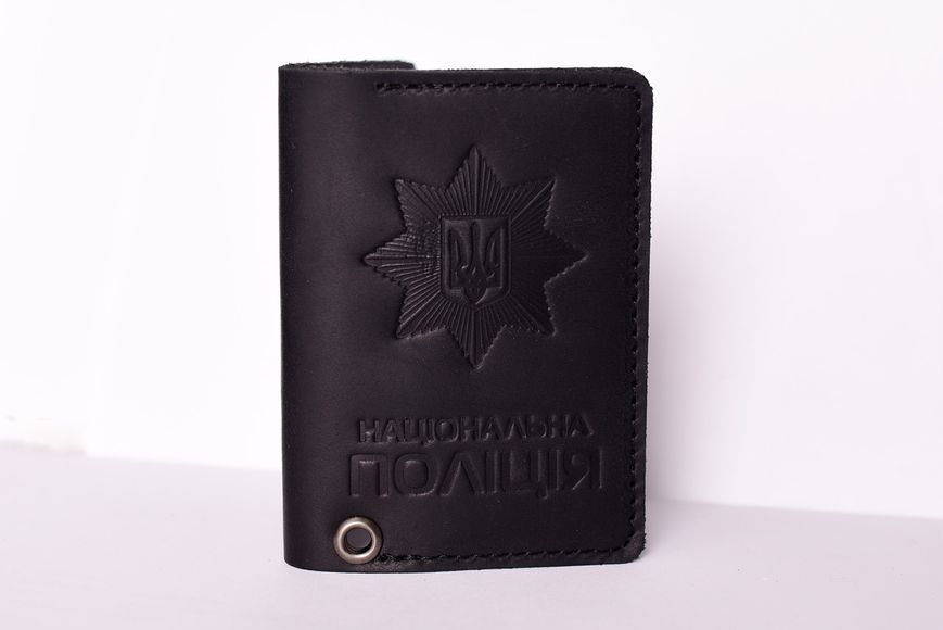 Обложка на удостоверение Национальная полиция Украины 91071 кожа черная матовая 91071/1 фото