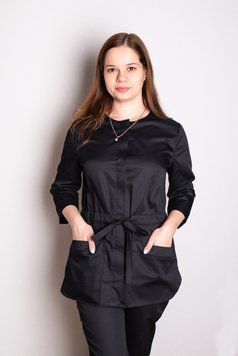 Костюм медицинский женский Пава (коттон, чорний, р.44-64) Мария Мария-0683-64 фото