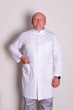 Халат медицинский мужской Филип (габардин, белый, р.40-60) Марія-0918-60 фото