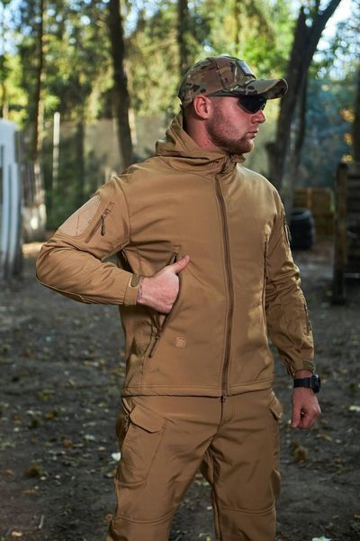 Тактичний військовий демісезонний костюм Softshell на флісі, S-3XL Tactical (Койот) M-150-5XL фото
