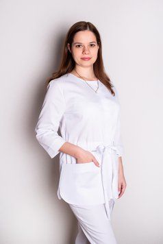 Костюм медицинский женский Пава (коттон, білий, р.44-64) Мария Мария-0683-64 фото
