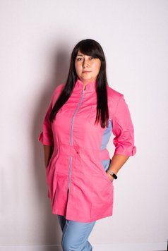 Костюм медицинский женский Леся (коттон, коралл-серый, р.40-64) Мария Мария-0617-64 фото