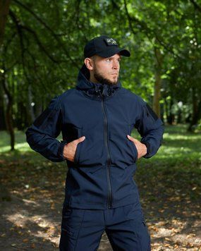Тактическая военная куртка Soft Shell на флисе Military, S-3XL Темно-синяя для ДСНС M-019-3XL фото